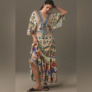 Farm Rio V-Neck Kaftan Maxi Dress | Anthropologie | XS